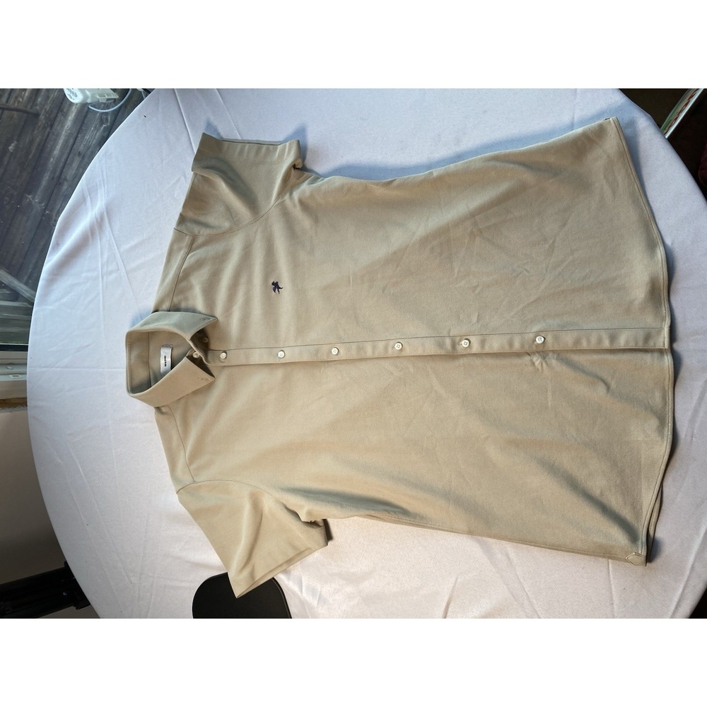 Sene Men's Beige Short Sleeve Button Up Casual Shirt
